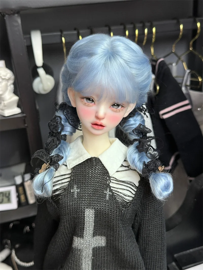 

Girls Mohair 1/3 1/4 Daily Wig Spot Inventory Mohair Fishbone Braid Multi-Color Styling Blue Pink Red BJD Doll Accessories ZP
