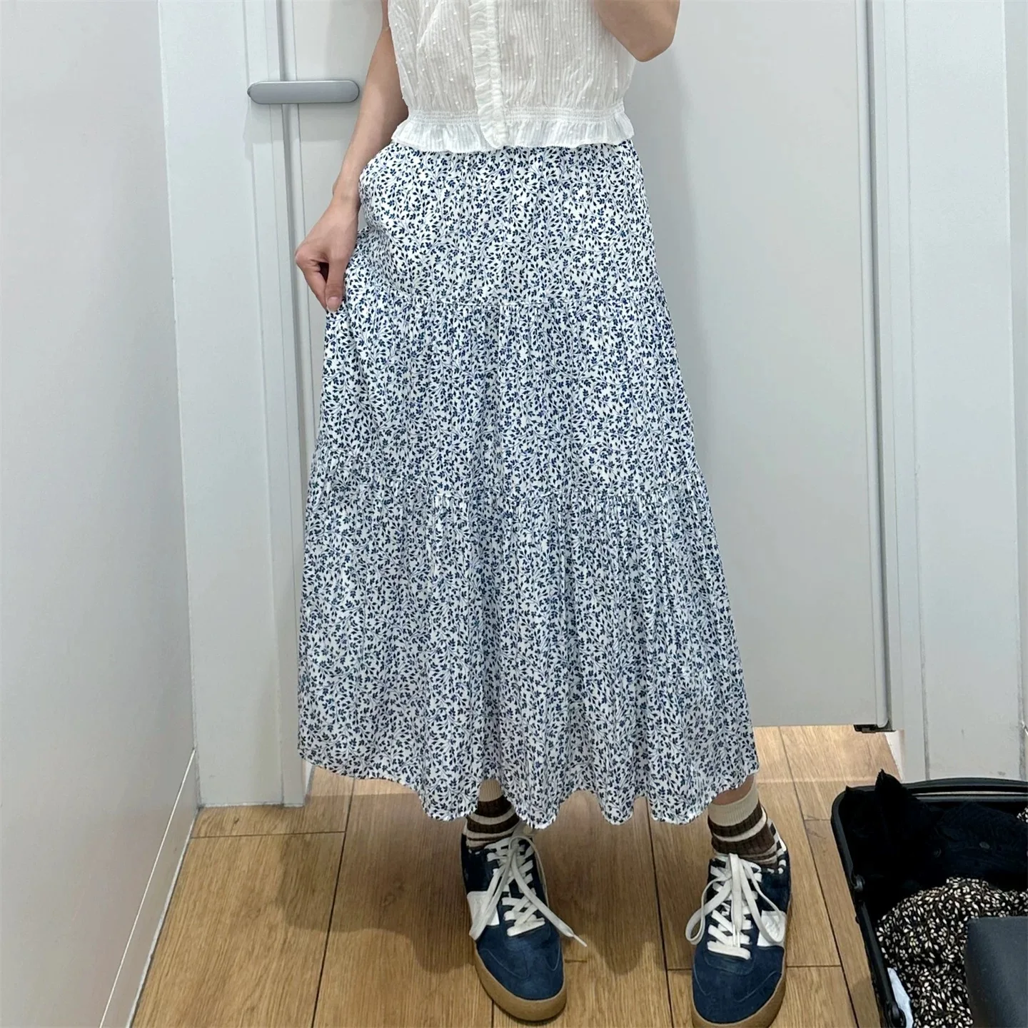 Sweet Style Overlap Long Skirt Women's Maxi Half-length A-line Skirts Extra Length Layered Skirts Spring Season High Waist