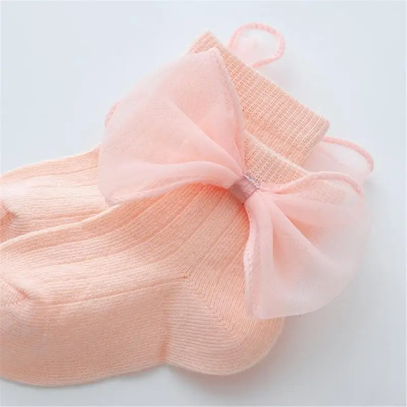 F1CB Antislip Baby Socks Lace Bowknot Socks للجنسين جوارب الكاحل الجوارب الربيع