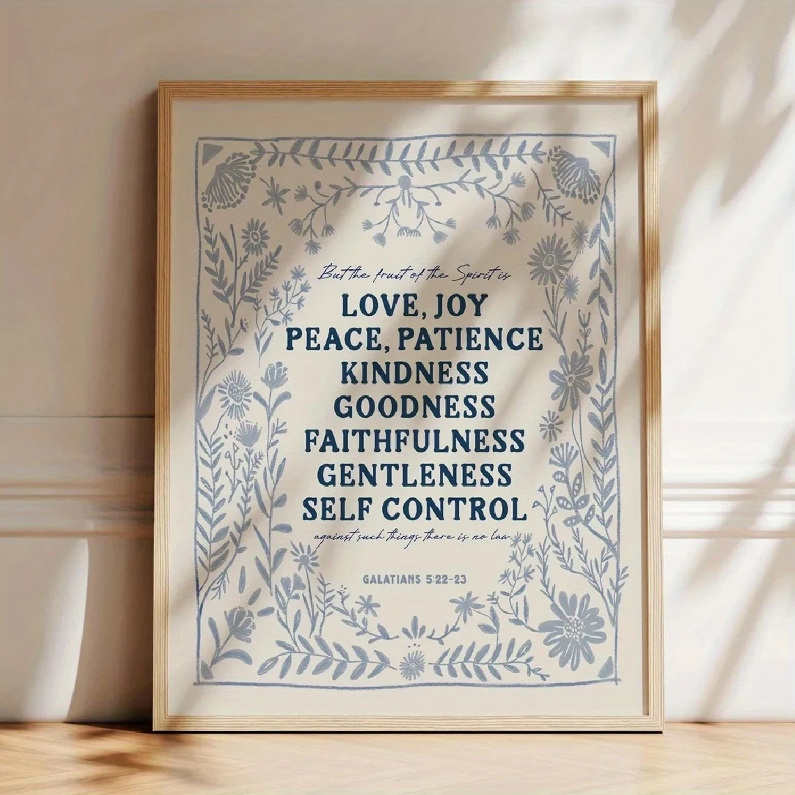 Moderne, retroartige Wandkunst mit Schriftzügen über Liebe, Freude, Frieden, blau, Leinwanddruck, Poster, Bild für Schlafzimmer, Wohnzimmer, Heimdekoration