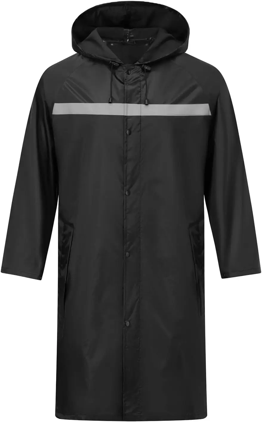 

Men's Lightweight Waterproof Rain Jacket with Hood, Air Vents, Reflective Stripes, Packable for Outdoor Safety