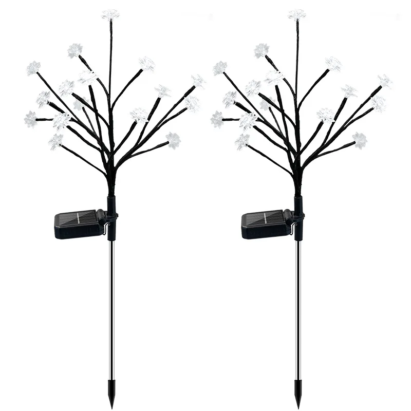 2Pc Solar Garden Path Lights Branch Lotus Lights 16LED Colorful Night Lights To Plug Light Garden Lamp Outdoor Lights Lawn Light