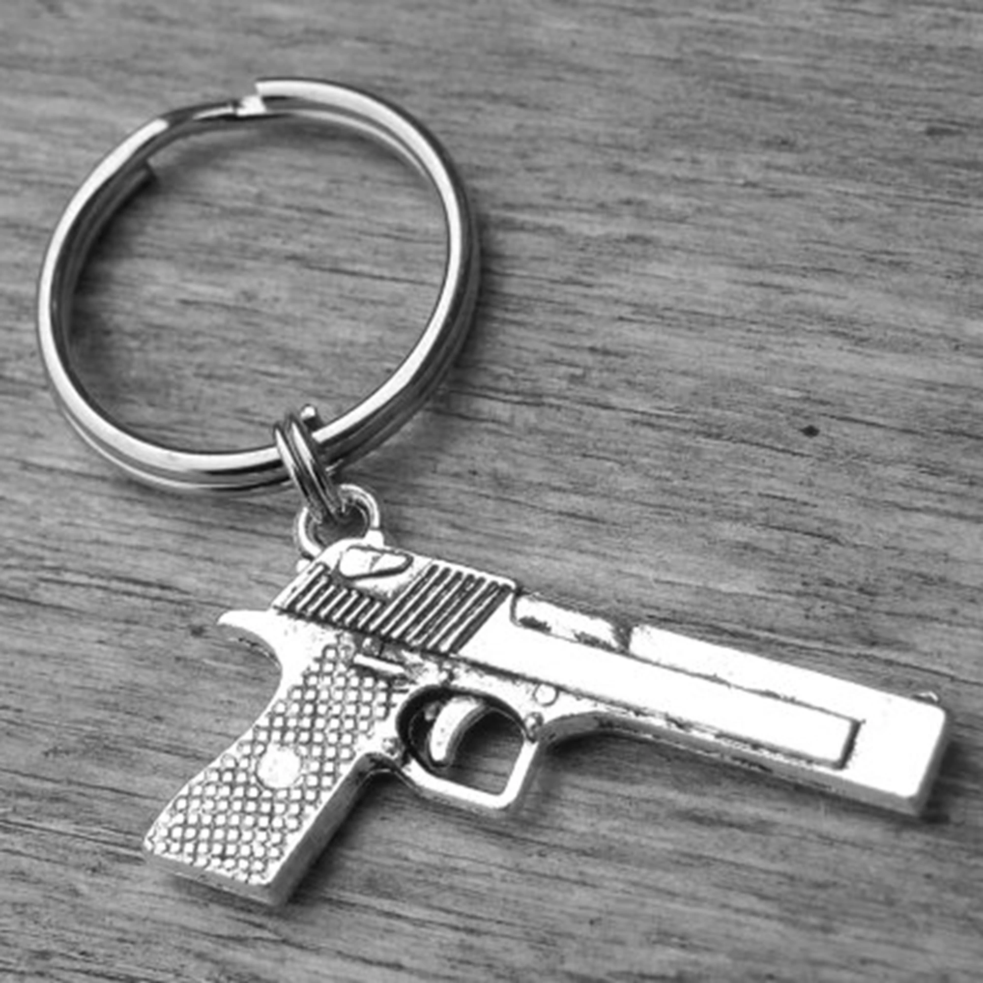 12pcs Gun Keychain Keyring Silver Accessory Revolver Handgun Pistol Cowgirl