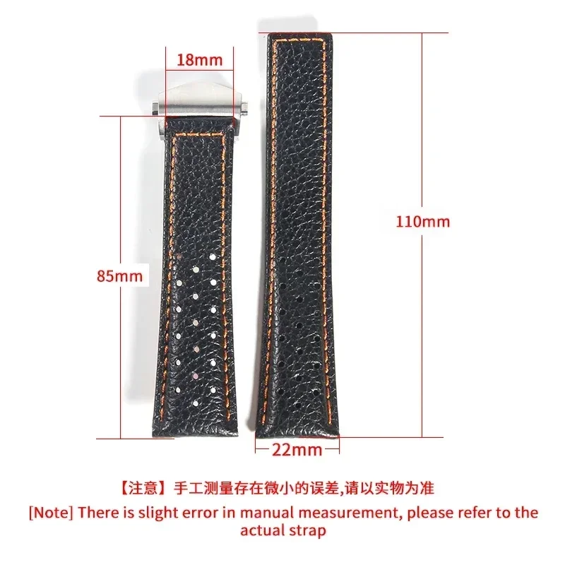 For TAG Heuer Genuine Leather Comfortable Watch Strap Men F1 Monaco Gulf Oil Joint Name Breathable Cowhide 22mm Accessories