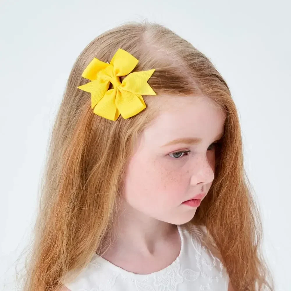 1 Uds. Lazos para el cabello de colores sólidos con Clip para niñas, horquillas con cinta de grogrén, horquillas de Boutique, accesorios para el cabello para niños