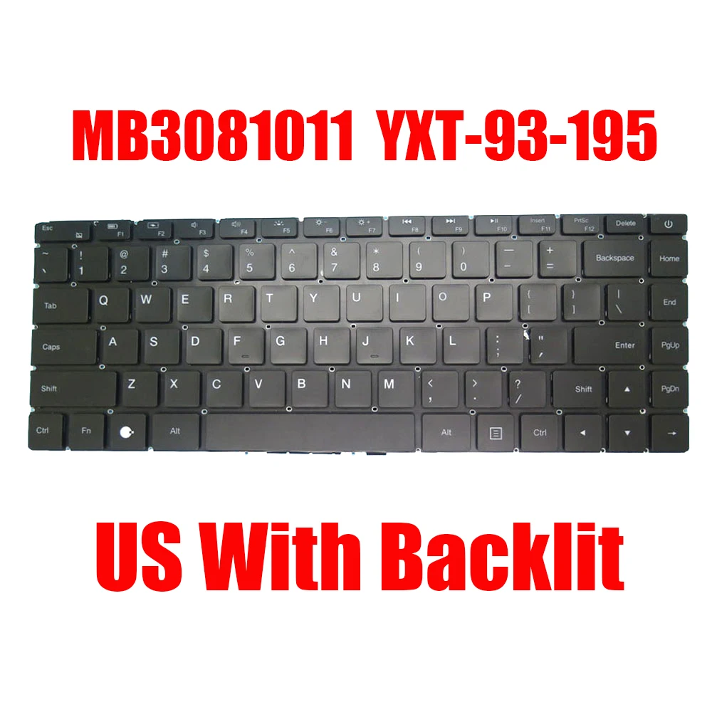 

Laptop Keyboard MB3081011 YXT-93-195 English US Black With Backlit New