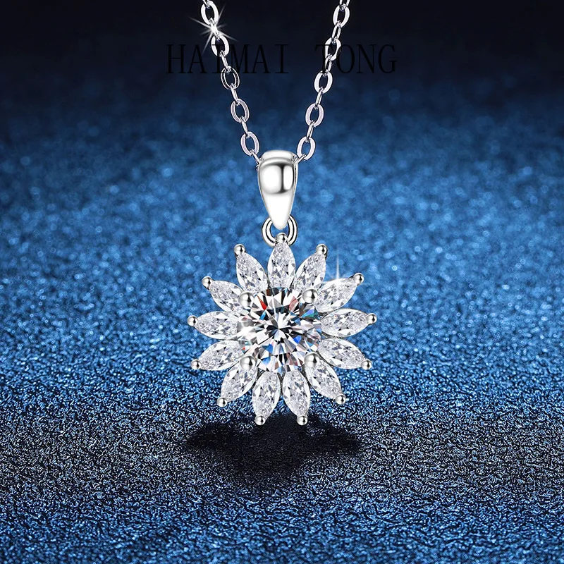 

HAIMAITONG PT950 Платиновое оригинальное трансграничное ожерелье с подвеской из муассанита, яркое ожерелье, 1-каратное ожерелье с муассанитом цвета D