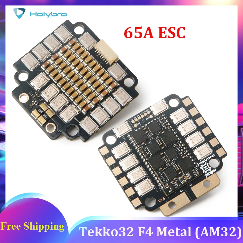 

Holybro Tekko32 F4 MCU Metal 4in1 65A ESC (AM32) PWM Output 16k~96k / 4-6S LIPO 30.5x30.5mm for FPV Racing Drone