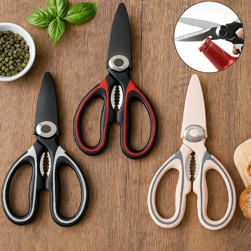

Stainless Steel Heavy Duty Multipurpose Kitchen Tools Scissors for Opening Bottle Nutcracker Chicken Bone Scissors with Cover