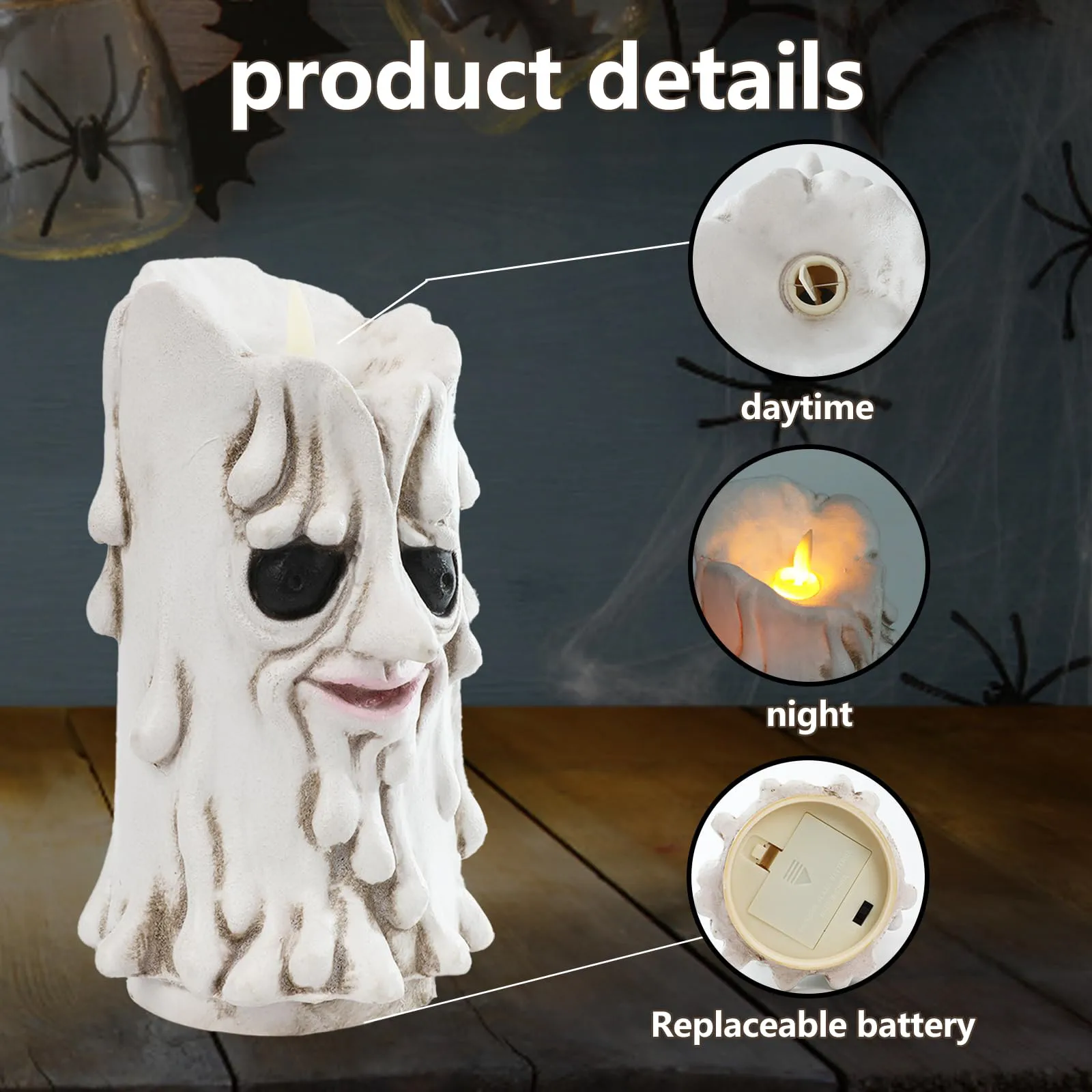 Halloween Flameless Candles Lamp Halloween Fireless Candles Electric Candle Candles Halloween Theme Pattern Led Candle Holders