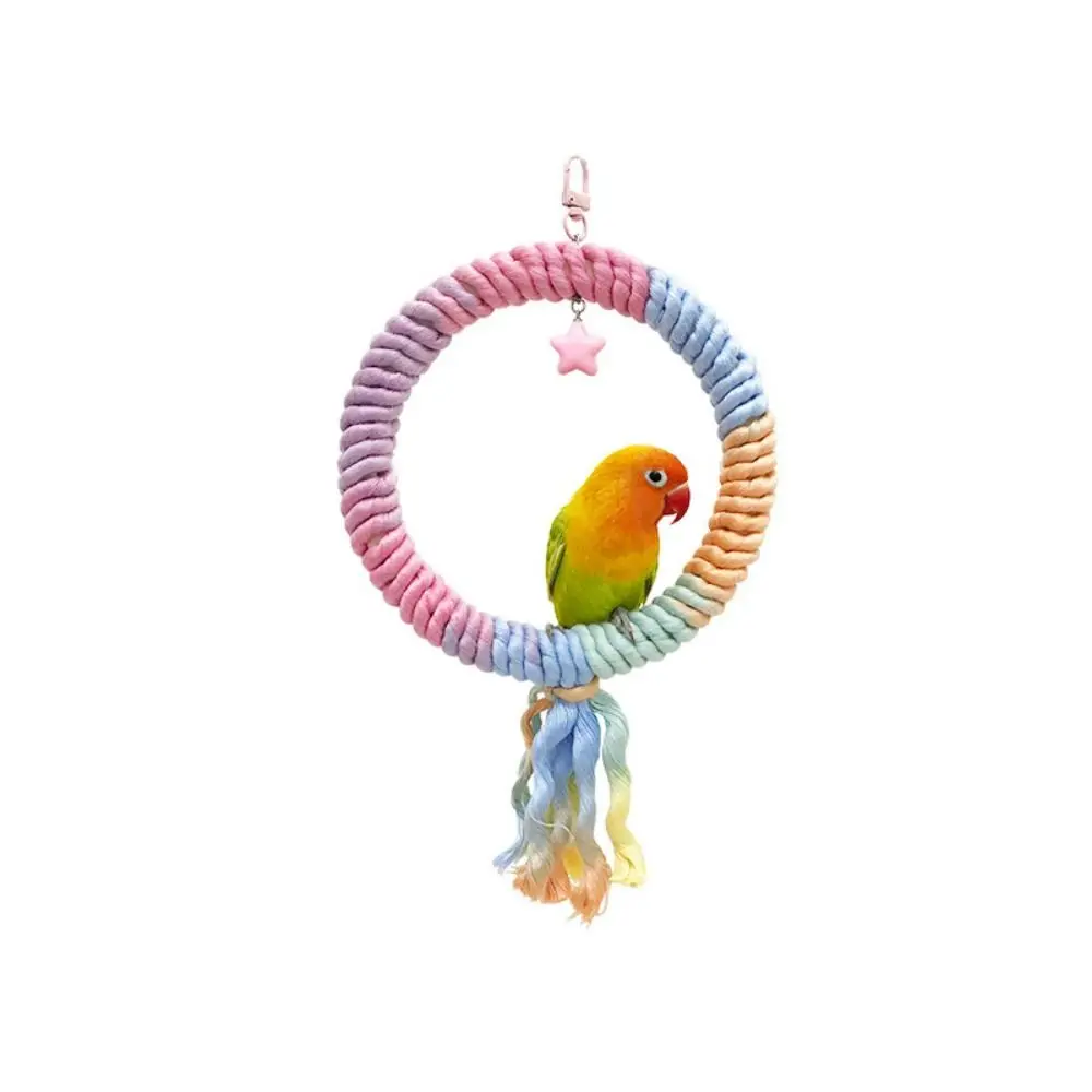 Screw Head Colored Cotton Parrot Pole Sturdy Hanging Clip Parrot Standing Woven Rope Comfortable Rotating Swing Colorful Perch