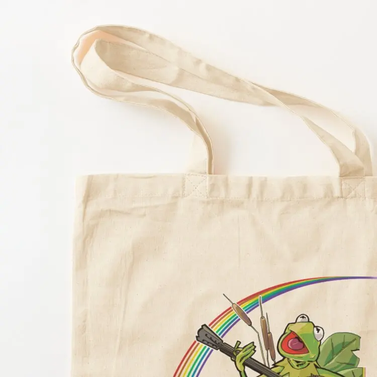 Mupptes Kermit The Rainbow Connection Tote Bag حقيبة قماش حقيبة صديقة للبيئة أكياس توصيل مجانية حقيبة الشاطئ #3