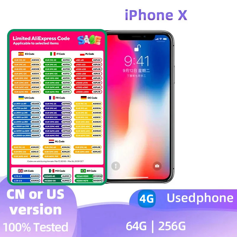 Apple iphone X Smartphone ios 256GB ROM 5.8 inch  Screen All Colours in Good Condition used phone