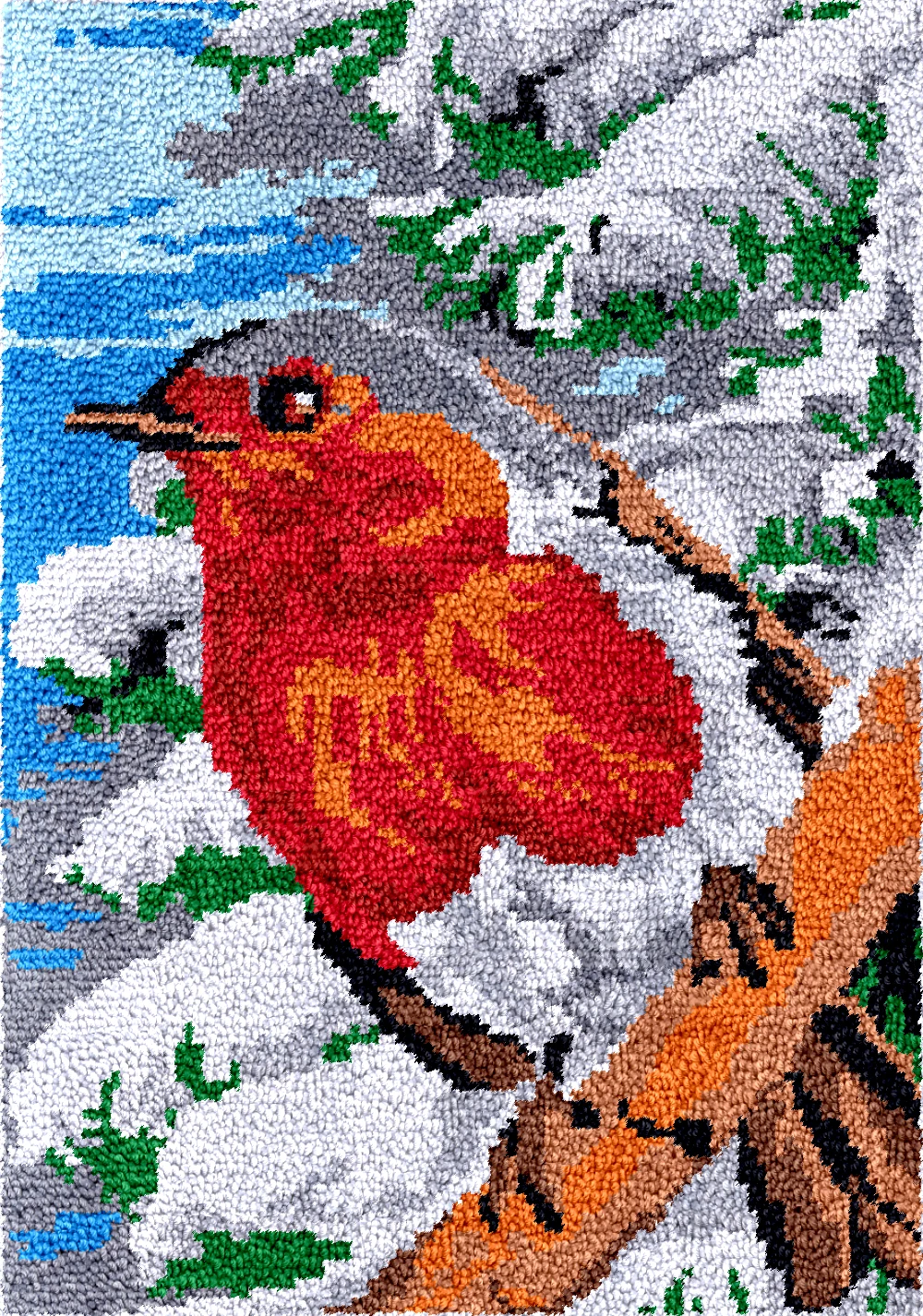 

Snow bird large latch hook rug kits carpet embroidery set Hobby crafts plastic canvas bag Knot making knooppakket knooptapijt