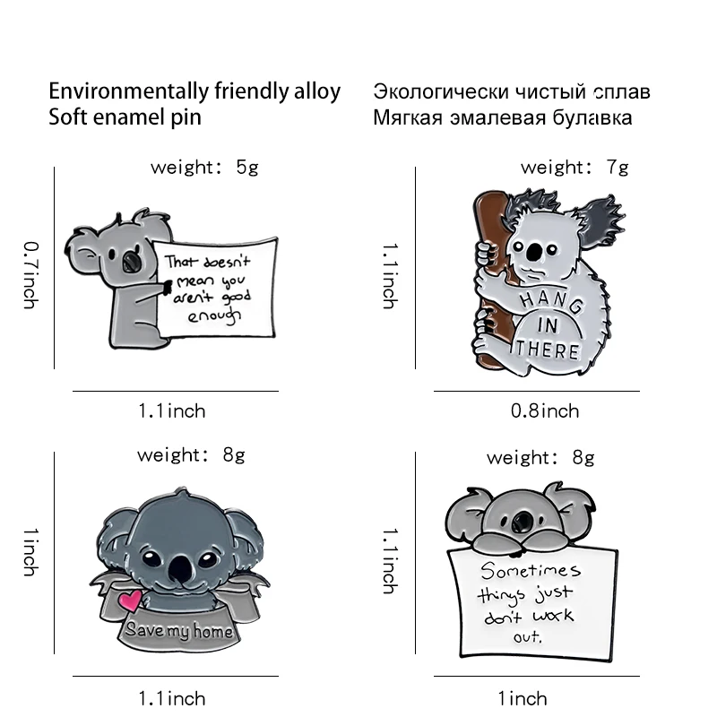 Simpan rumah saya Pin Enamel kustom kartun Koala Bear Tips bros lencana untuk tas kerah Pin gesper hewan perhiasan hadiah untuk teman