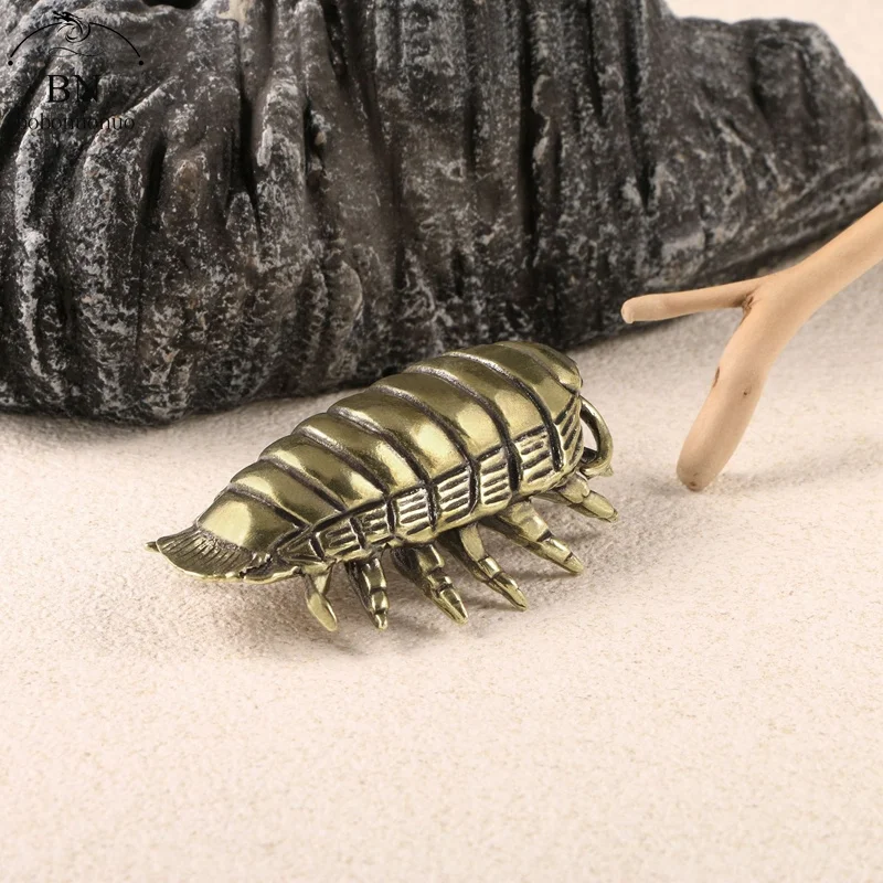 BIG Solid Brass Living fossil Giant isopod Miniature Figurines Cute Animal Design Tea Pet Table Decoration Handcrafts