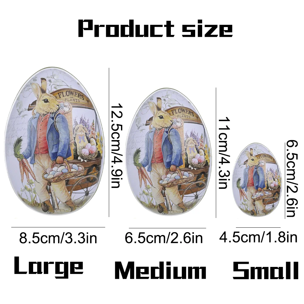 Easter Eggs Decoration Metal Egg Shaped Gift Candy Box Cookie Jar Easter Decorations Rabbit Party Kids Gifts Large Medium Small