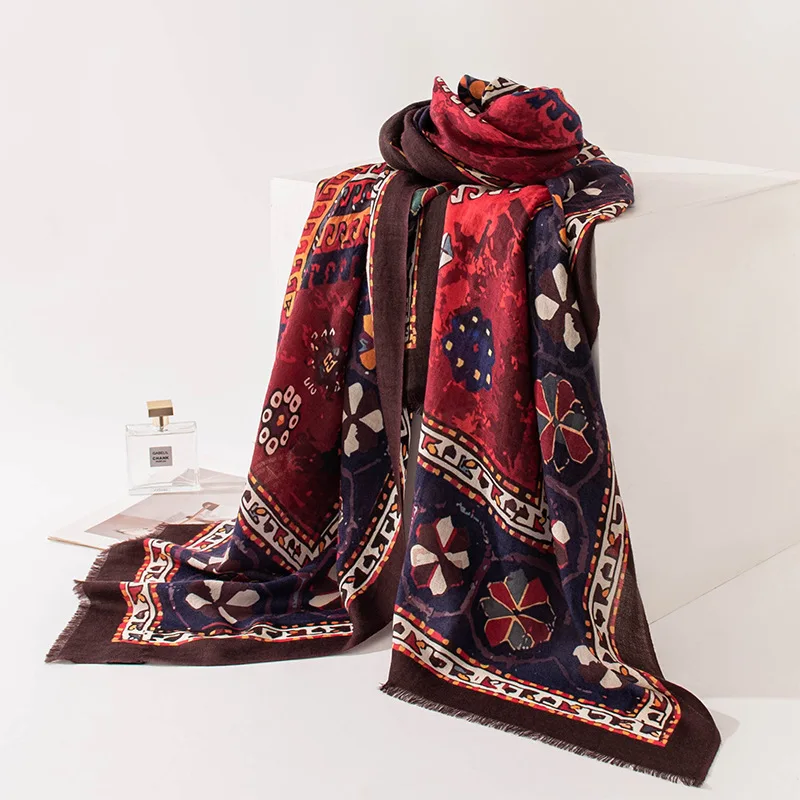 Water Soluble Wool Scarf Ethnic Style Retro Characteristic Fashion Women's New Elegant Graceful Shawl