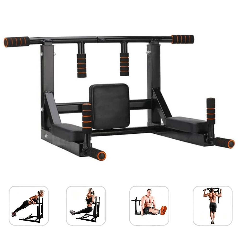 Barra de dominadas para montar en la pared, adecuada para paredes, tres en uno, multifuncional, acero de alta calidad, gimnasio en casa