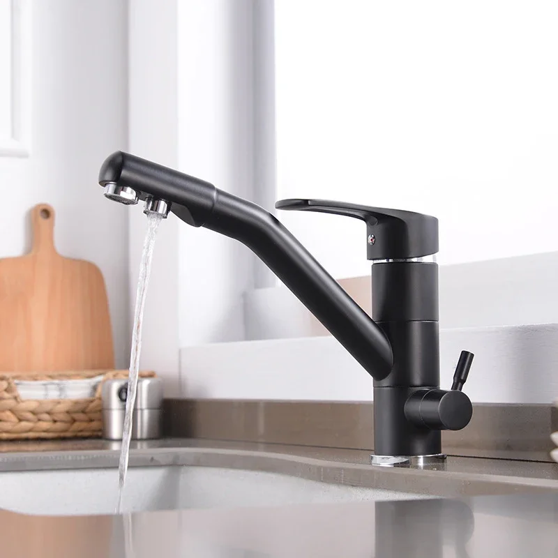 

Kitchen Faucet 360 Degree Rotation Drinking Water Faucet Dual Spout Sink Tap with Water Purification Features Mixer Tap Crane