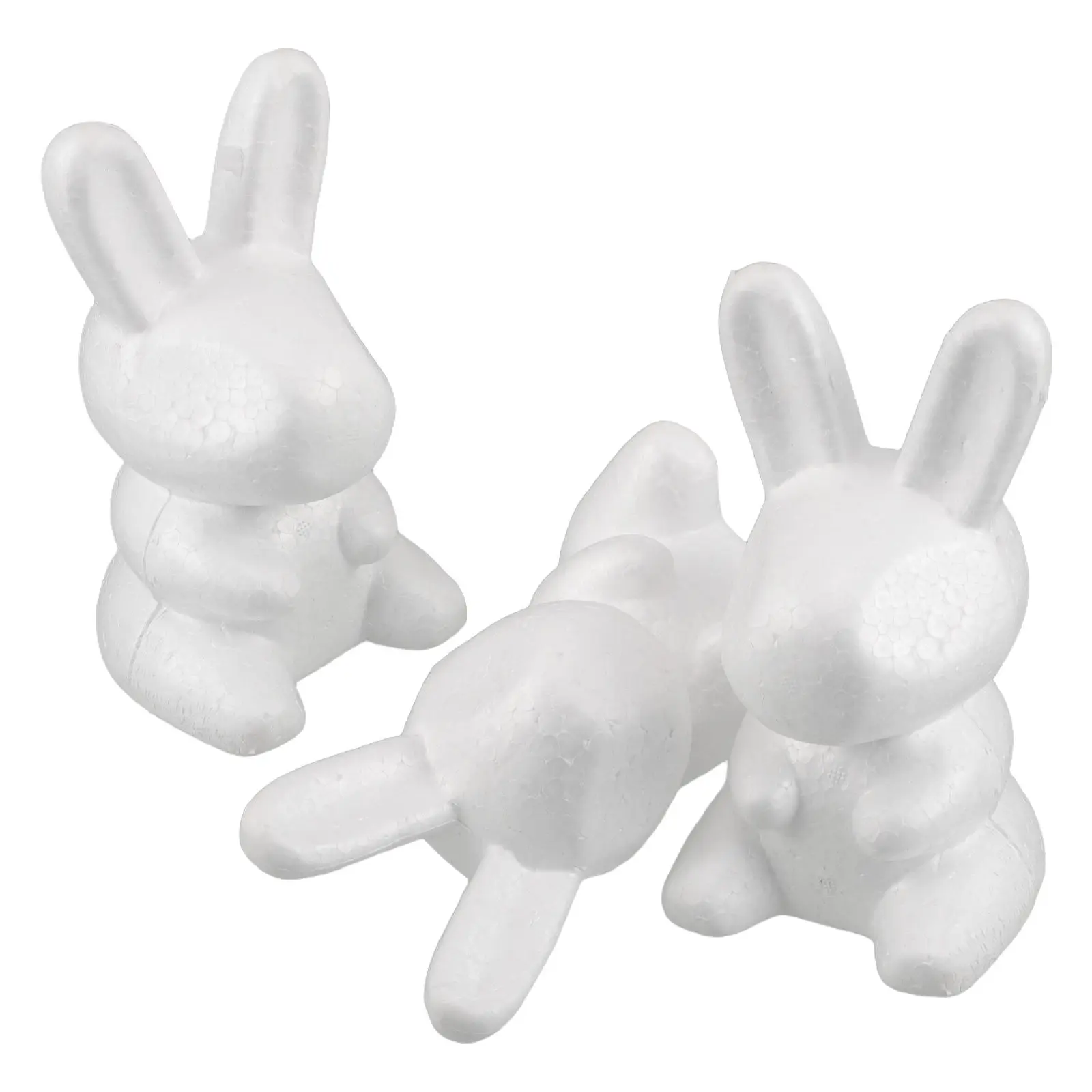3Pcs White Foam Rabbit Sculpture Blank Bunny Block DIY Painting Craft Easter Valentines Christmas Wedding Party Decor Holiday