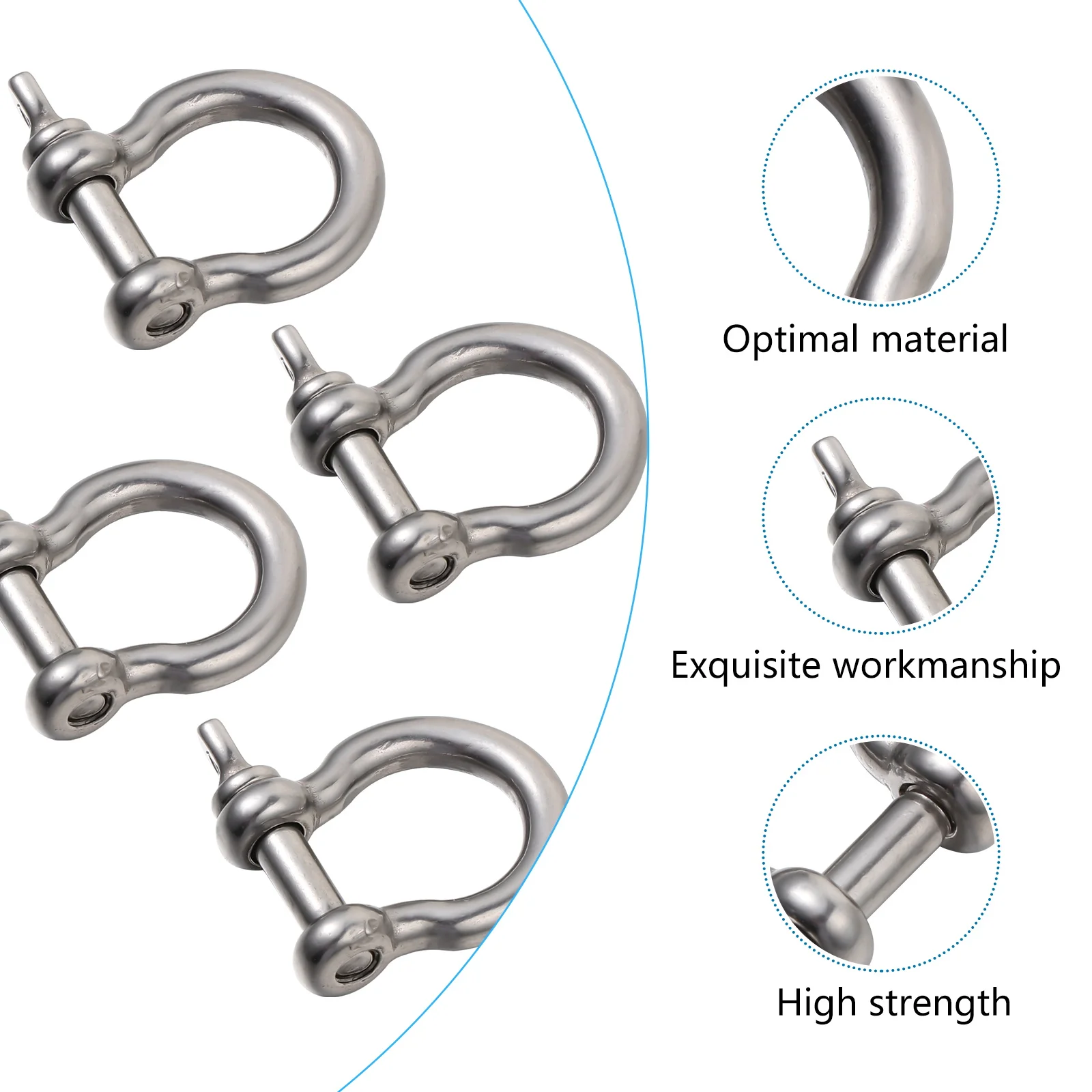 

4Pcs Horseshoe Shackle Steel D Shape Marine Safety Lifting Hook Bow Towing Hauling Recovery Durability Shackles