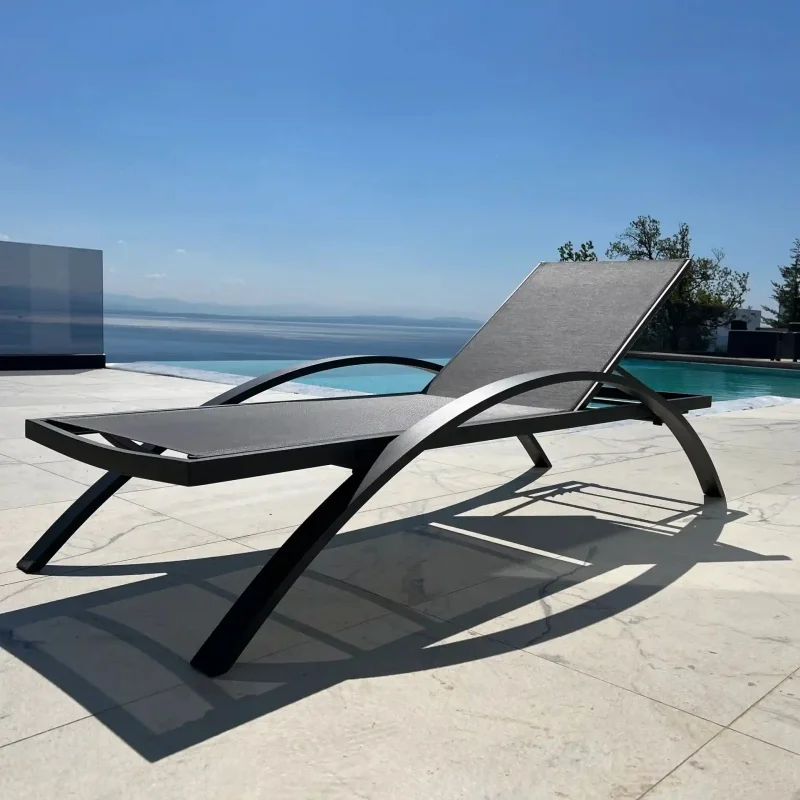 Wholesale Aluminium Sling Beach Chaise Lounge Outdoor Sunbeds for Hotel Poolside