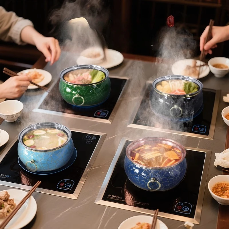 

Cloisonne Enamel Induction Cooker Copper Hot Pot, Thickened Single-person Serving Pot, Kitchen Cookware Small Hotpot Copper Pots