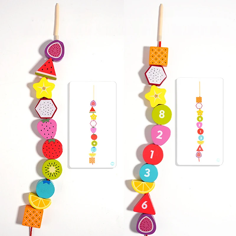 Montessori Houten Speelgoed Kleur Vorm Matching Puzzelspel Kleurrijke Kralen Kleur Cognitie Vroeg Educatief Speelgoed Cadeau Voor Kinderen