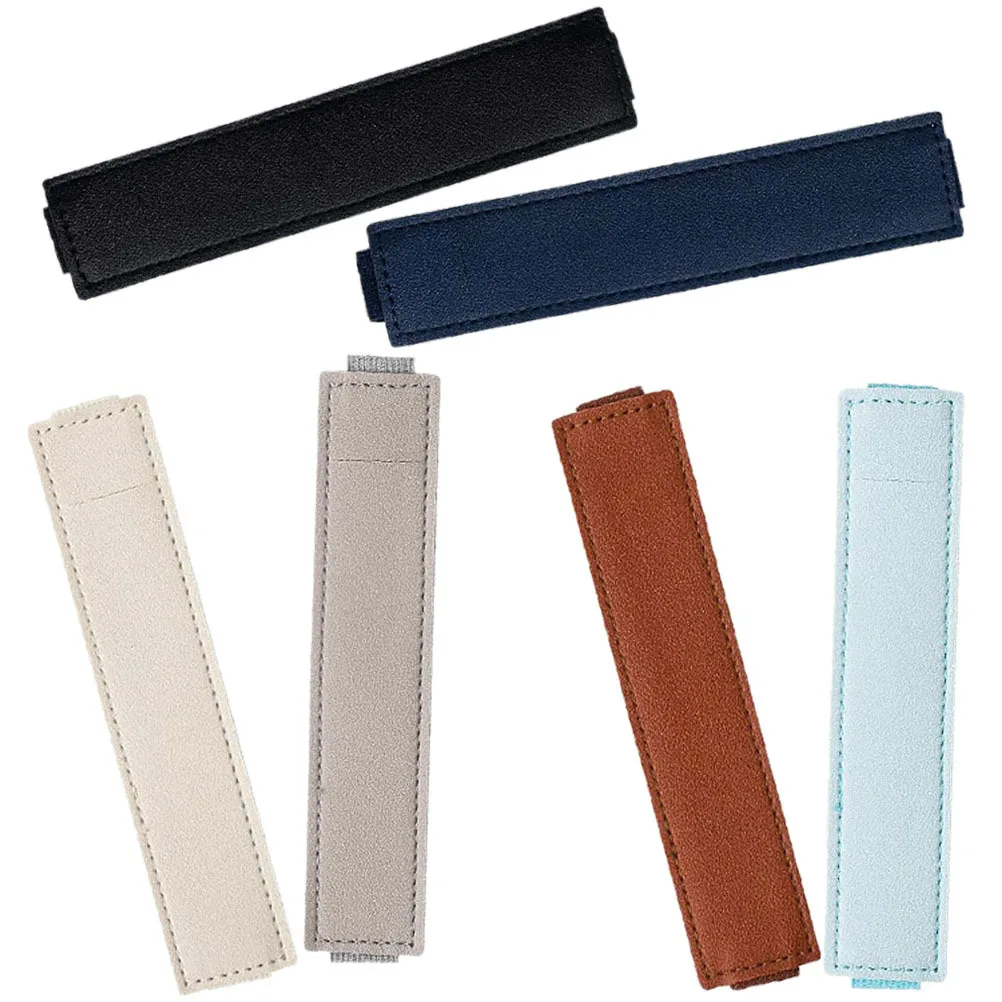 6pcs Pen Sleeve With Elastic Band For Notebook Journal Tablet Pu Pen Holder Pouch Single Storage Case Protector