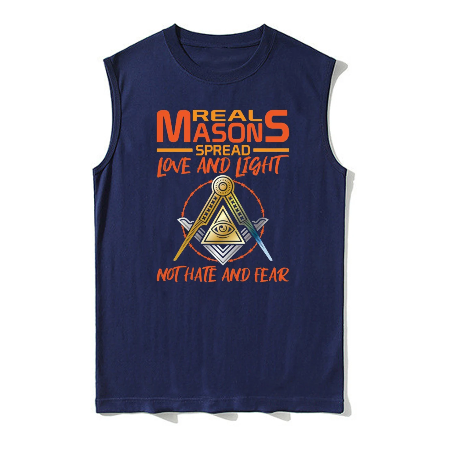 Freemason Square & Compasses Illuminati Symbol Real Mason Tanktop 100% Cotton O-Neck Summer Casual Mens Vests Sleeveless T-shirt