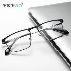 VICKY New Metal Eyeglasses Square Frame Business Casual Anti-blue Light Reading Glasses Men's Prescription Customized 6915