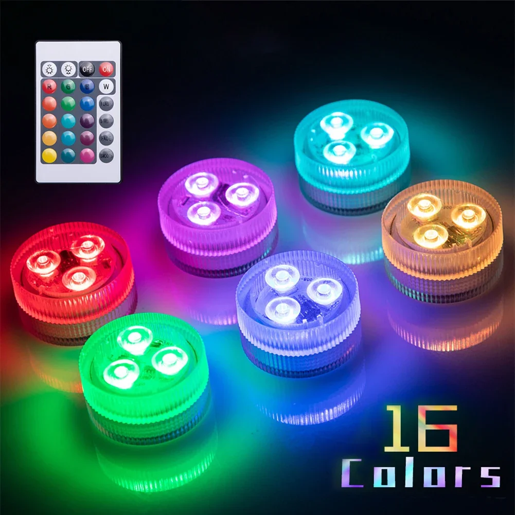 3 LED Underwater Light 16 Colors RGB IP68 Waterproof Swimming Pool Accessories Light Outdoor Submersible Lights for Pond Vase