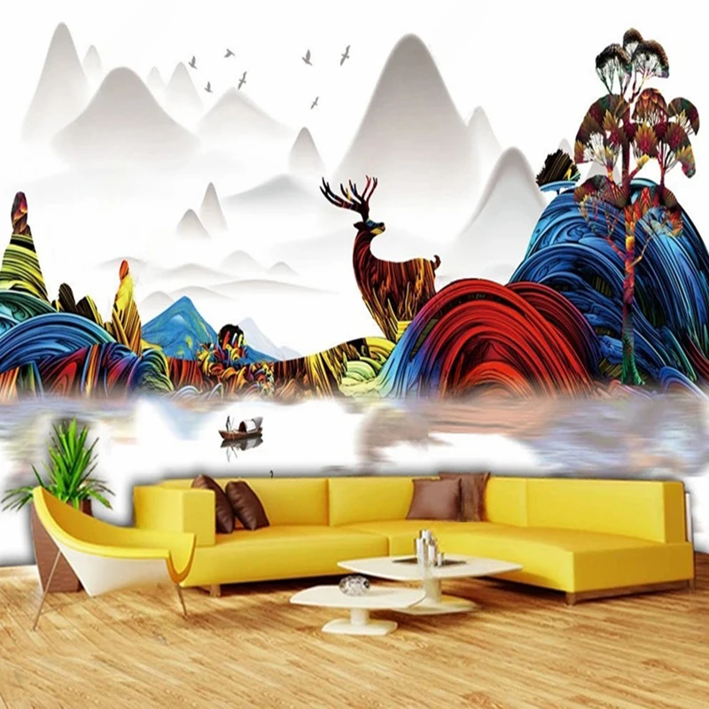MU8165 Wall Cloth Garden balcony waterfall landscape Photo Mural Wallpaper Living Room TV Background Wall Sticker Wall Painting