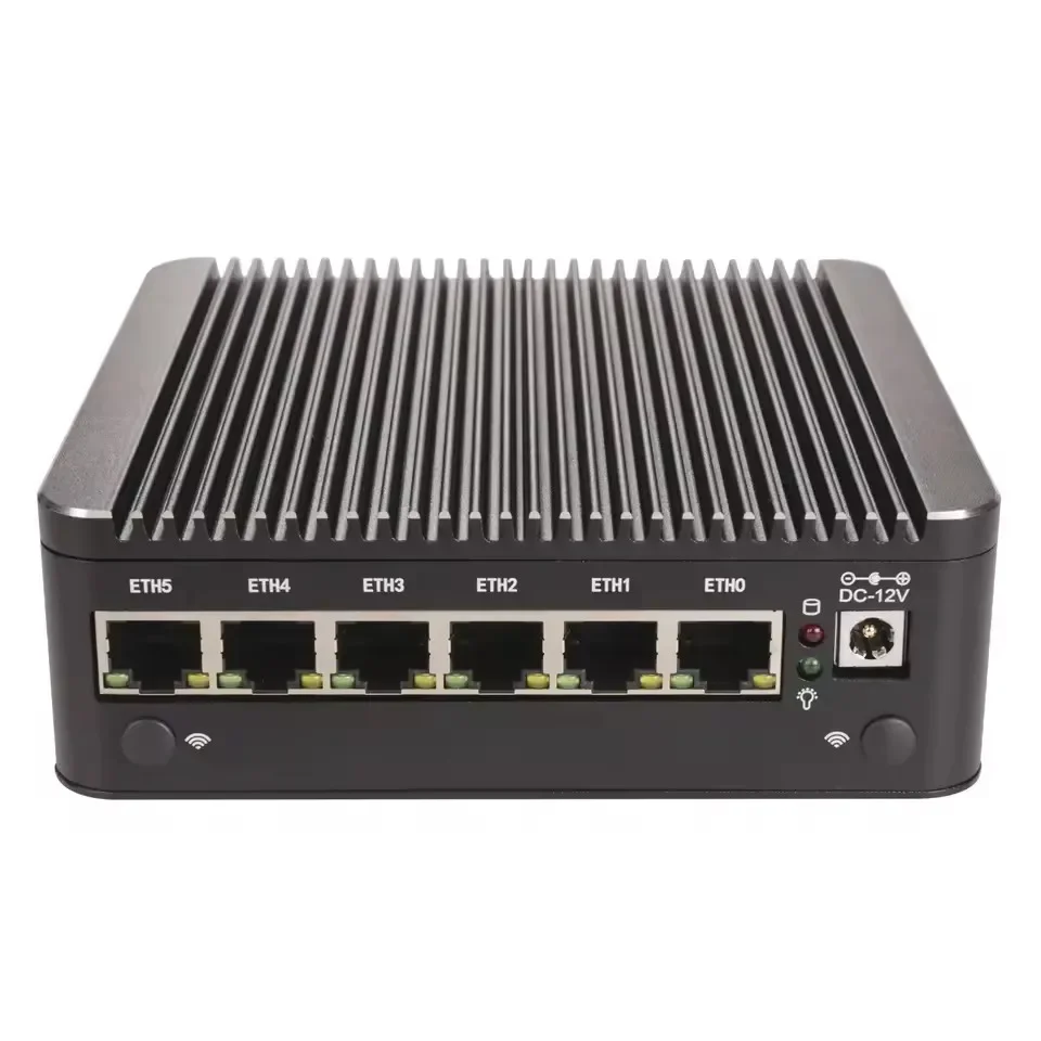6x i226-V 2.5G Intel N150 7505 Firewall Router Fanless Mini PC DDR4 NVMe 1*COM Type-C pfSense OPNsense ESXi Mini Computer