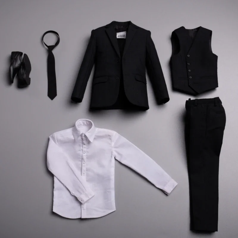 TOPO TP009 1/6 Soldier Kill God Black  White Shirt Classic Western-style Clothes Set Leather Shoes for 12