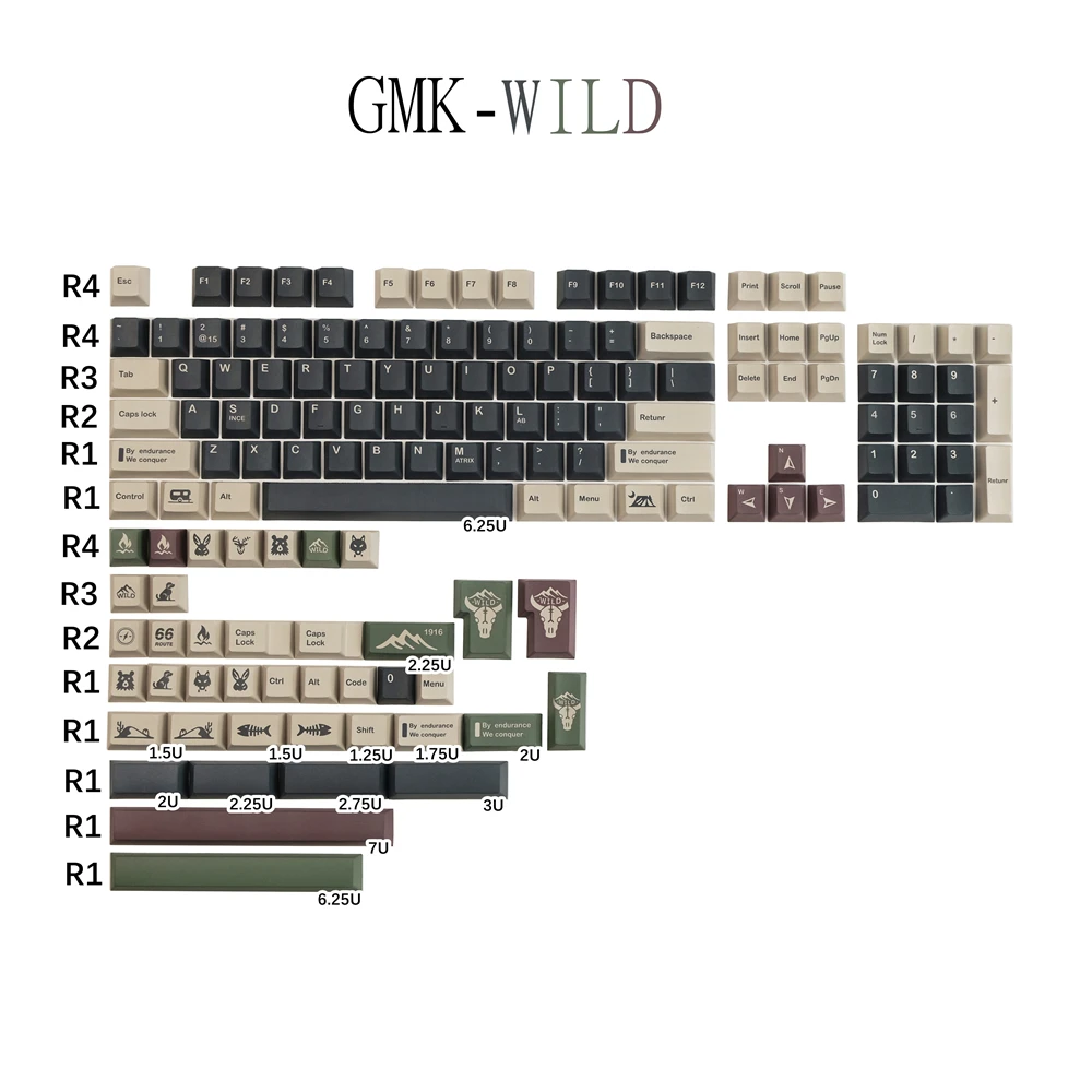 GMK-Mechanical Keyboards KeyCap GMK Wild PBT DYE-Sublimation Key Cap Cherry Profile With 1.75U Shift 2.25U 3U 6.25U 7U Spacebar