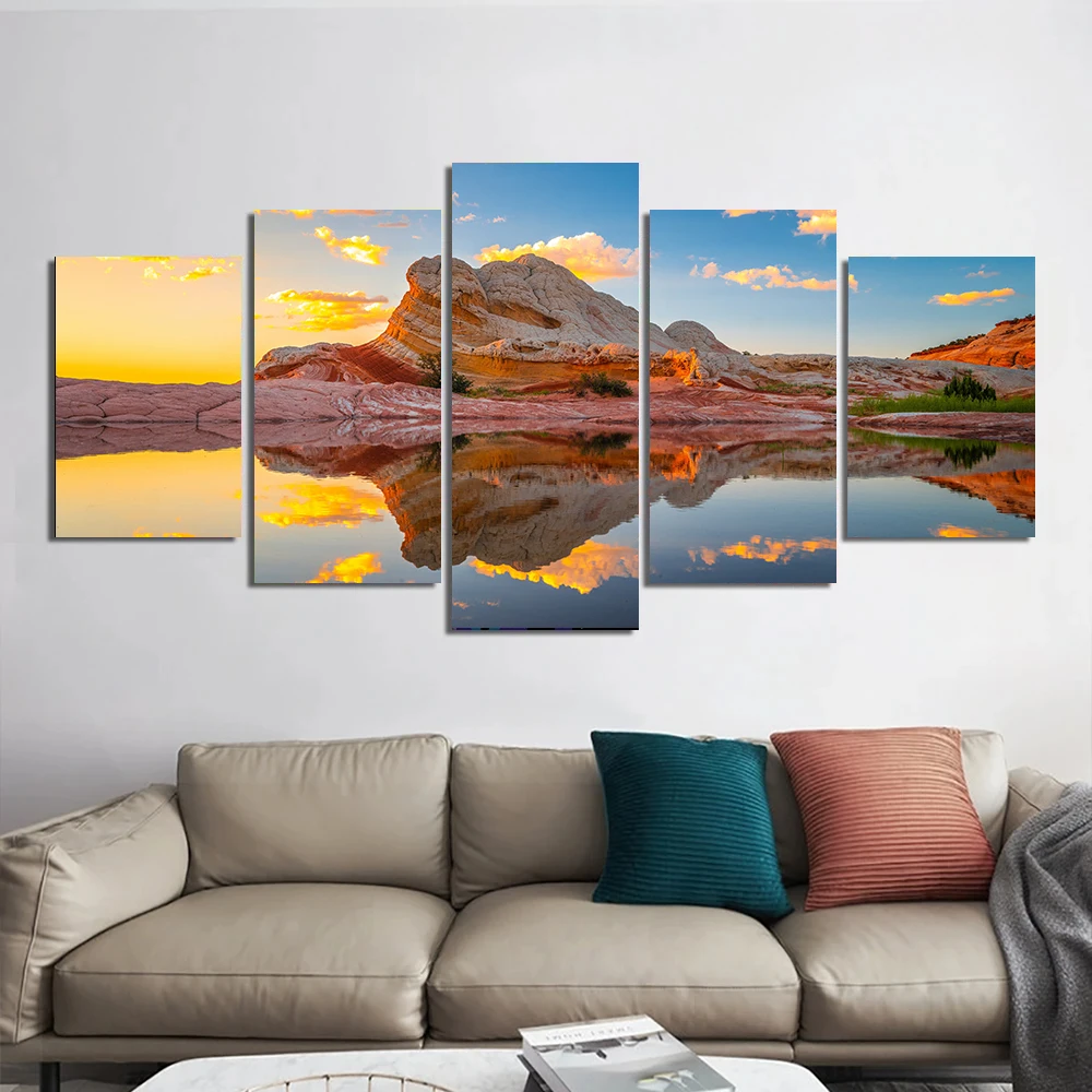 Mountain Rock Natural Scenery Printed Canvas Painting, Landscape Canvas Poster Wall Art, For Living Room Bedroom Decor, No Frame