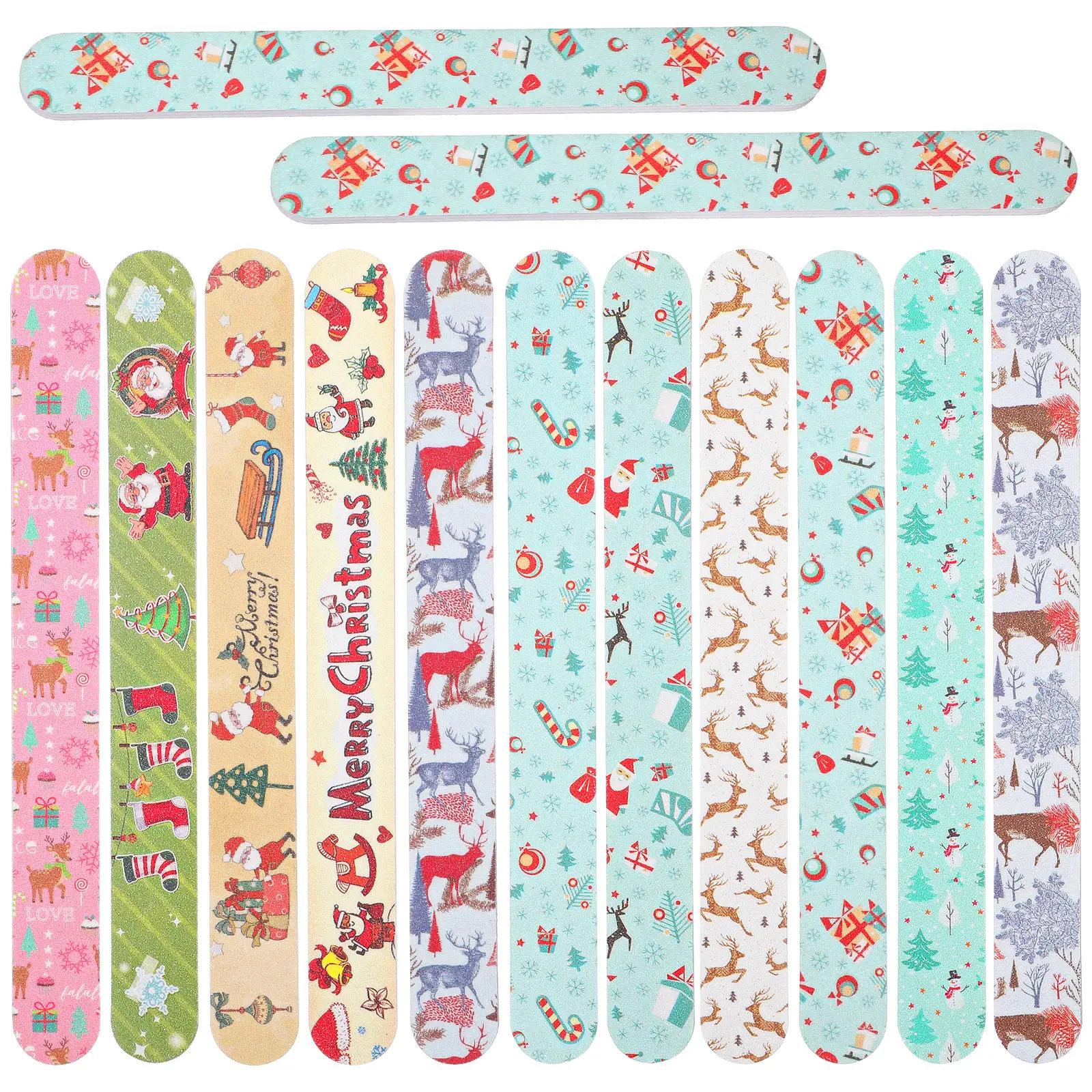 

24pcs Nail File Christmas Theme Holiday Files Practical Nail Polishing Tools Shaping Handheld Fingernail Care Women Pedicure