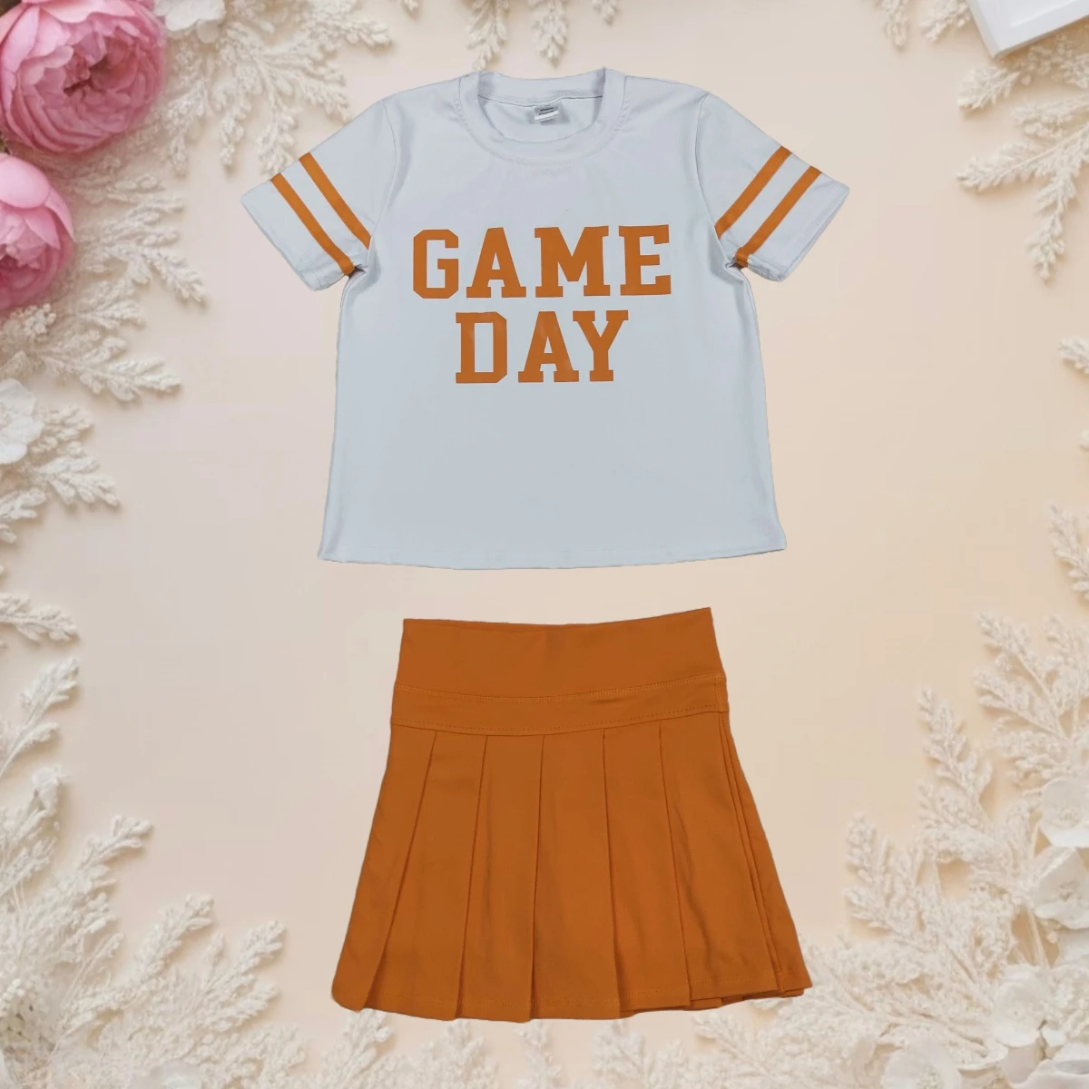 

Hot Sale Girls Game Day Outfit Kids Toddler 2Pcs T-shirt and Skirt Skort Yoga Sets Cute Summer Clothes Children Casual Wear