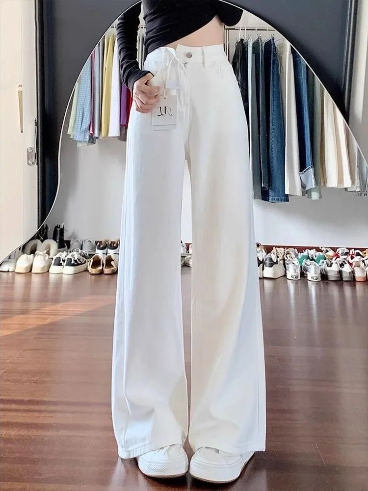 High Waist Wide Leg Jeans Women's Loose Straight Cut Long Pants Autumn New Style Student plus Size Casual Denim Trousers