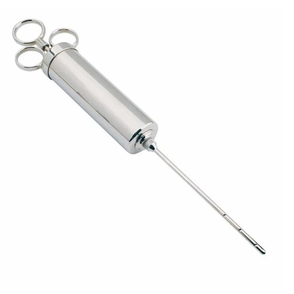 Meat Injector Syringe Poultry Marinade Flavour Stainless Steel Meat Seasoning Injector Marinade Injector BBQ Kit With 2 Needles