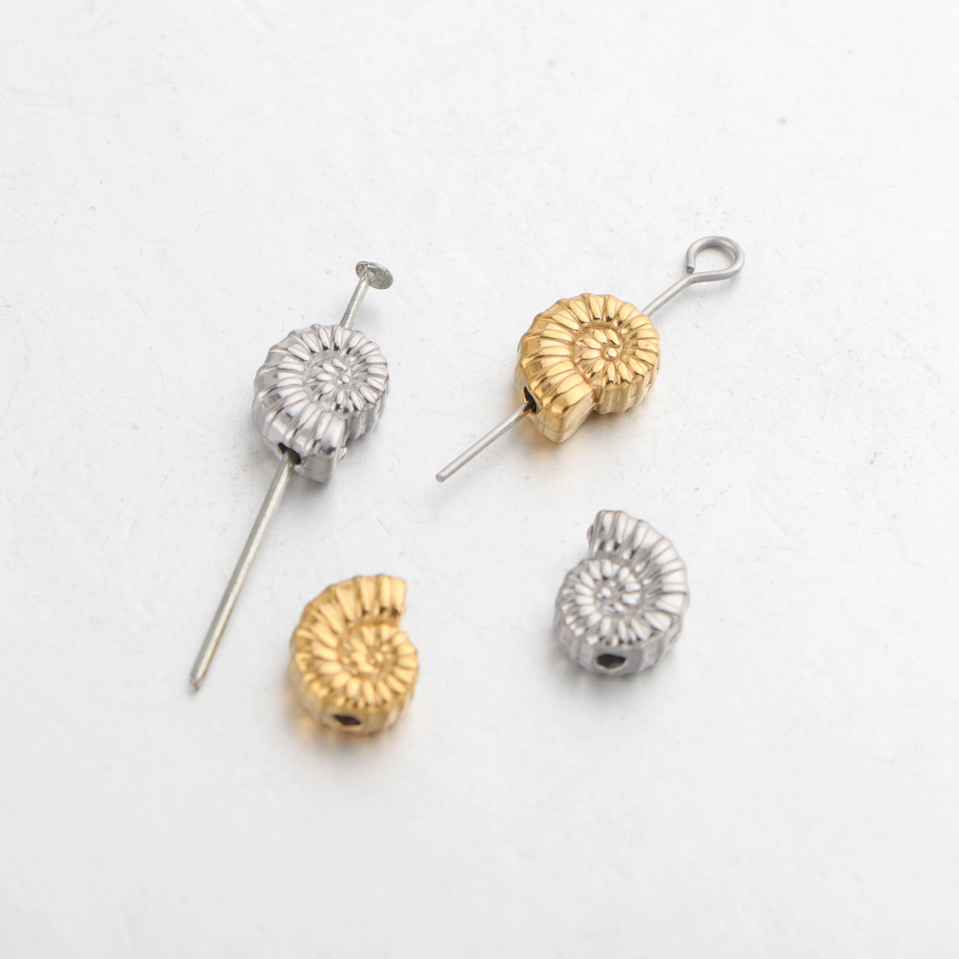 10pcs/lot Stainless Steel Conch Bead Charm Mini Pendant for DIY Necklace Bracket Earring Jewelry Making Accessories Wholesale