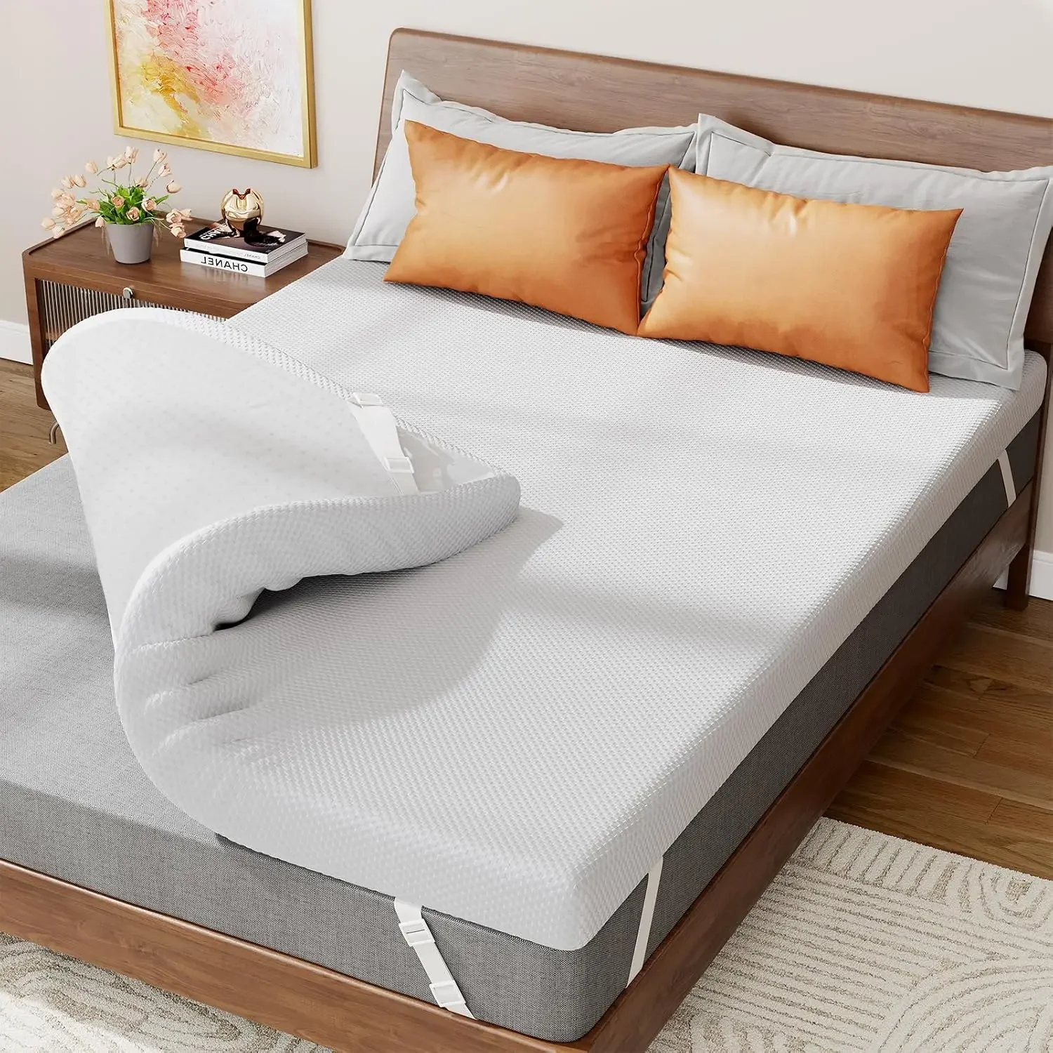 

Cooling Mattress Topper, Comfortable Body Support & Pressure Relief, with Removable Soft Cover, CertiPUR-US Certified