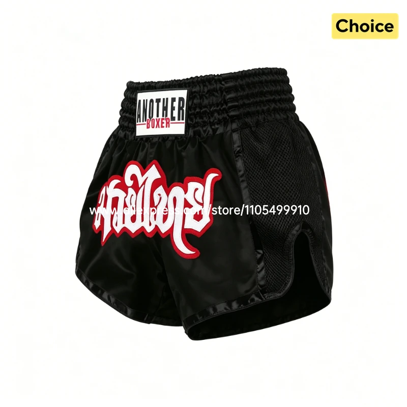 Muay Thai Shorts Schwarz Thai-Boxshorts Bestickte Gym-Kampf-Kickbox-Shorts für Männer Frauen Kinder MMA-Training Wettkampfhosen