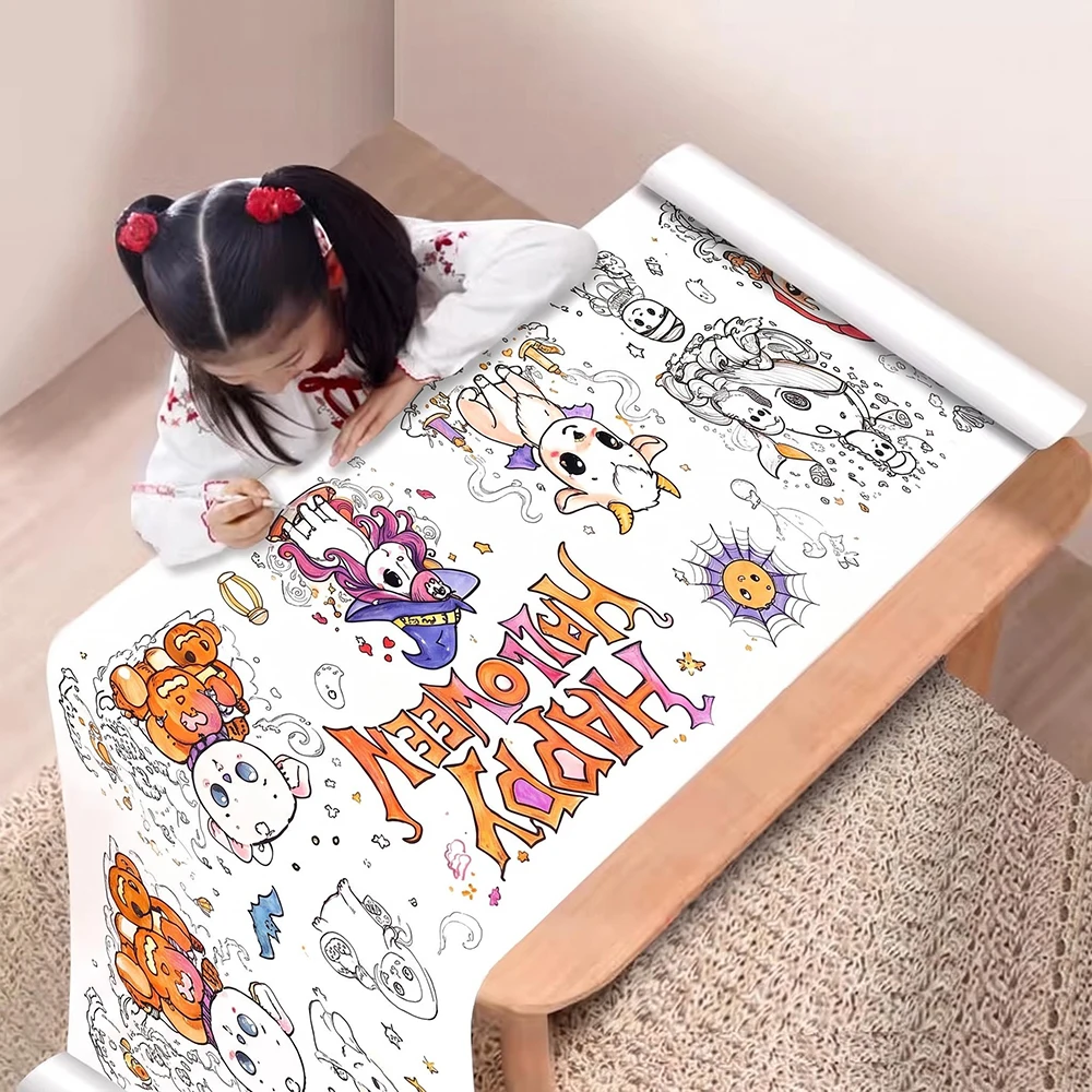 Halloween-Themed Painting Roll, Coloring Paper Roll, 118X11.8In DIY Painting Paper Roll, Suitable for Easter, Halloween, Christmas Gifts, Wall Color Paper Stickers