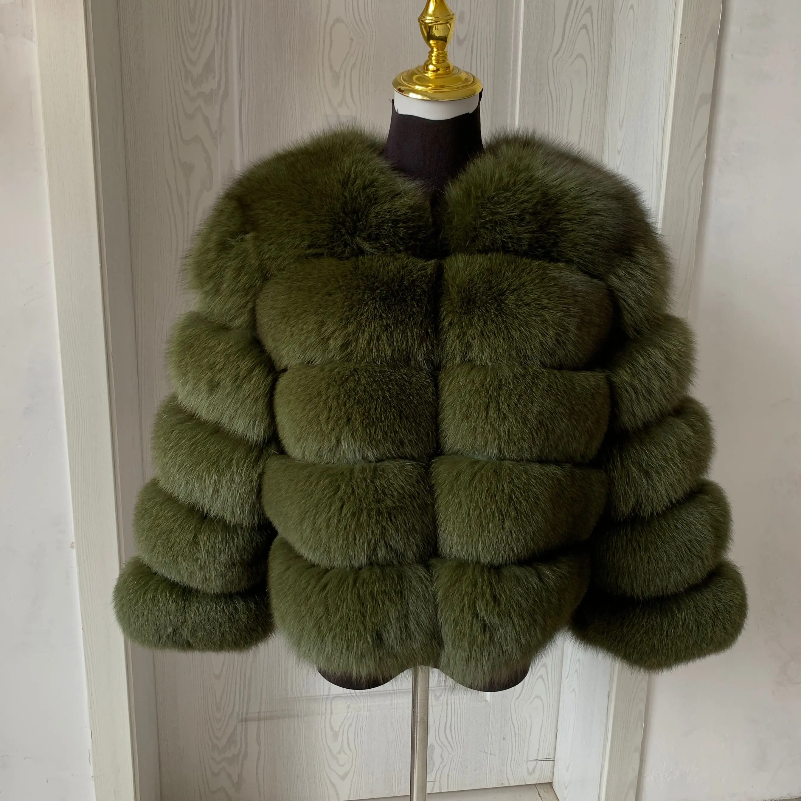 Damen Kalt mantel Mode Natur fuchs Pelzmantel Winter warmer Luxus 100% Echt fuchs Pelzmantel Natur Waschbär Fell Flauschige Jacke