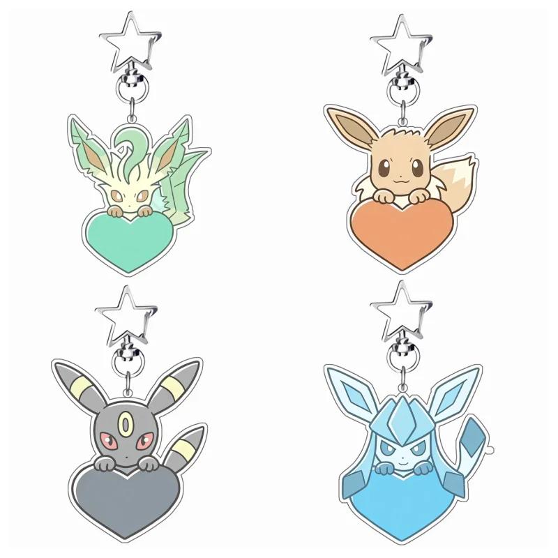 Portachiavi Acrilico con Eevee ed evoluzioni su cuore_1
