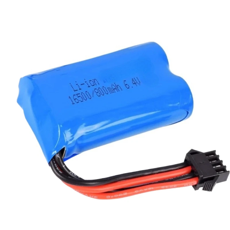 For 6.4V 800mAh SM4P 16500 LiFePO4 Rechargeable Battery for WLtoys 6-Wheel Off-Road RC Car Model