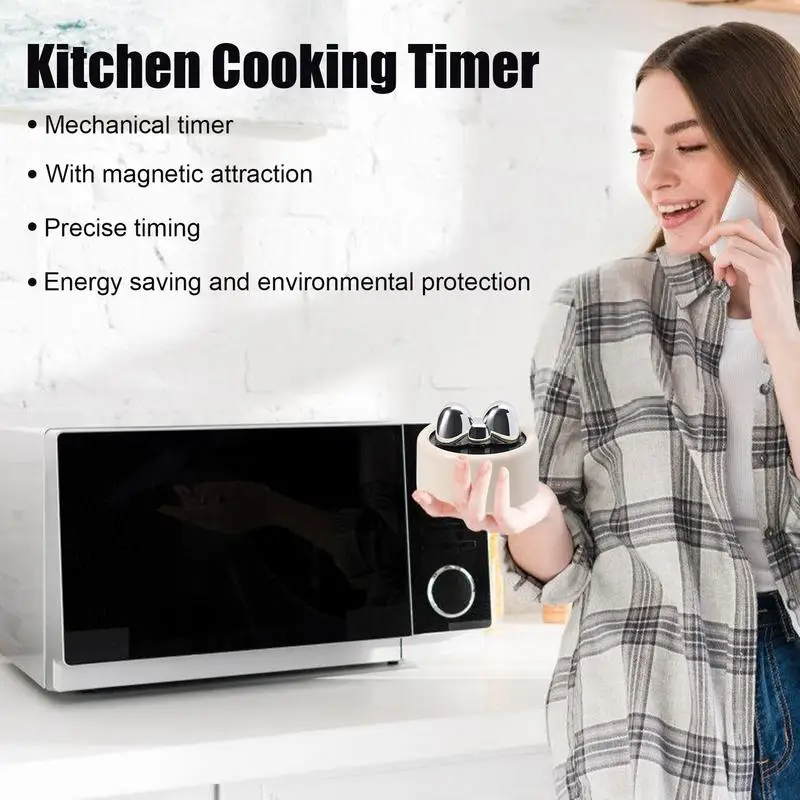 Kitchen Timer Manual With Cute Bow Decor Mechanical Kitchen Timer, 72dB Magnet Stopwatch For Exercise Training Study, Outdoor